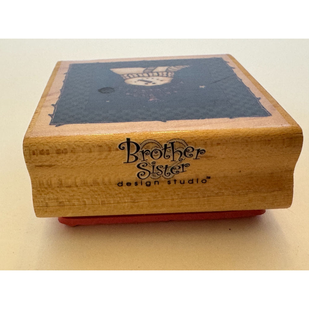 Brother Sister Design Studio Wood Rubber Stamp Fred The Snowman Christmas Square