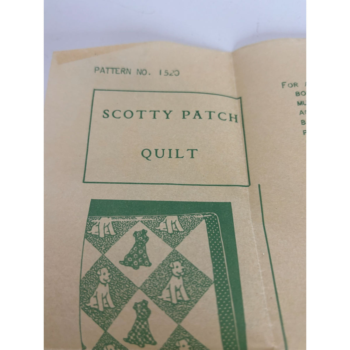 Los Angeles Times Needlework Scotty Patch Quilt Pattern Puppy Dog 1940 Vintage