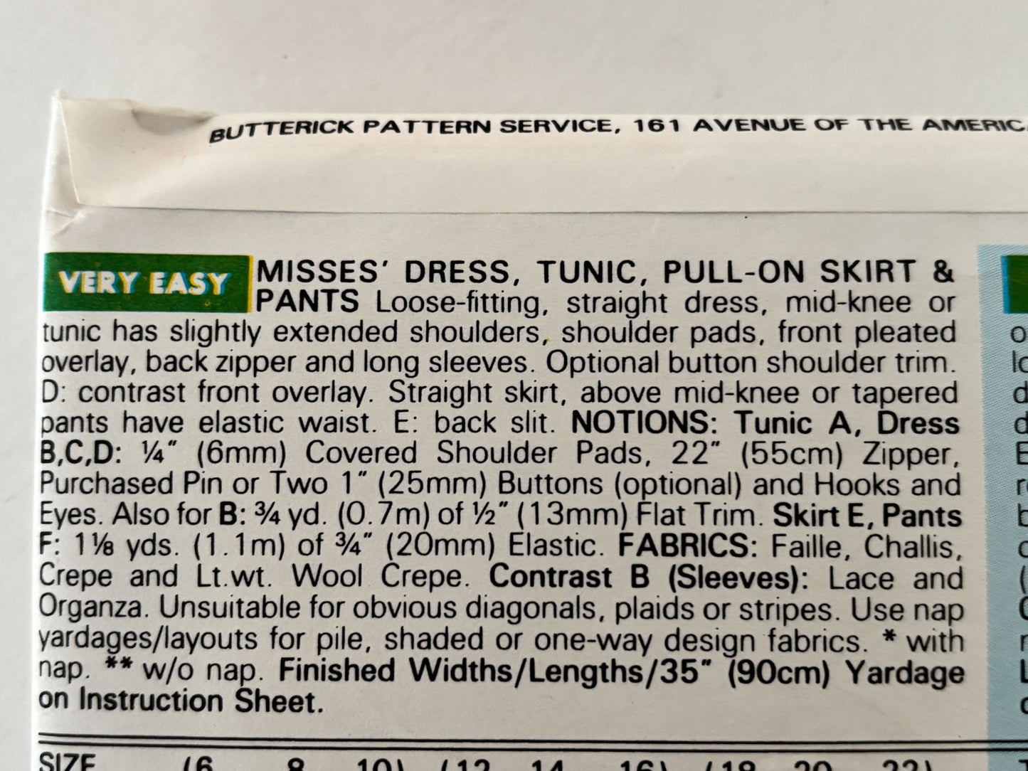 Butterick Sewing Pattern 6471 Misses' Dress, Tunic, Skirt and Pants