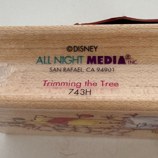 Disney All Night Media Rubber Stamp Trimming The Tree Winnie The Pooh Christmas