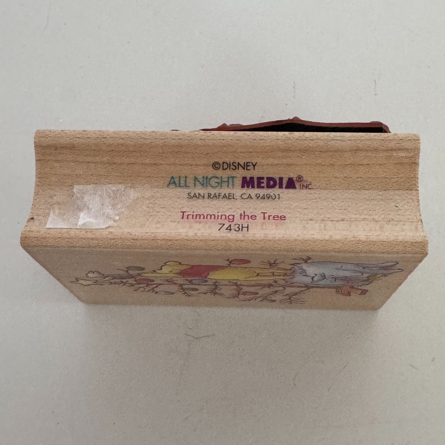 Disney All Night Media Rubber Stamp Trimming The Tree Winnie The Pooh Christmas