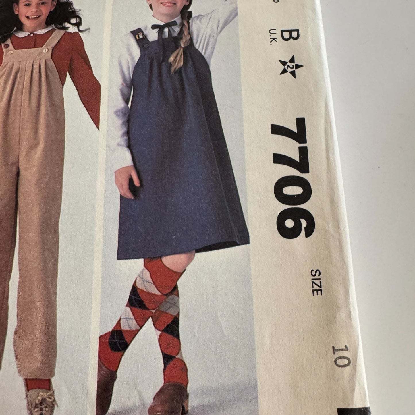 McCalls Sewing Pattern 7706 Girls Overalls Jumper Jumpsuit 1980s Fall Size 10 UC