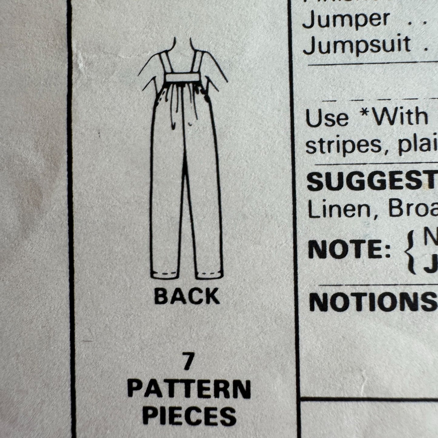 McCalls Sewing Pattern 7706 Girls Overalls Jumper Jumpsuit 1980s Fall Size 10 UC