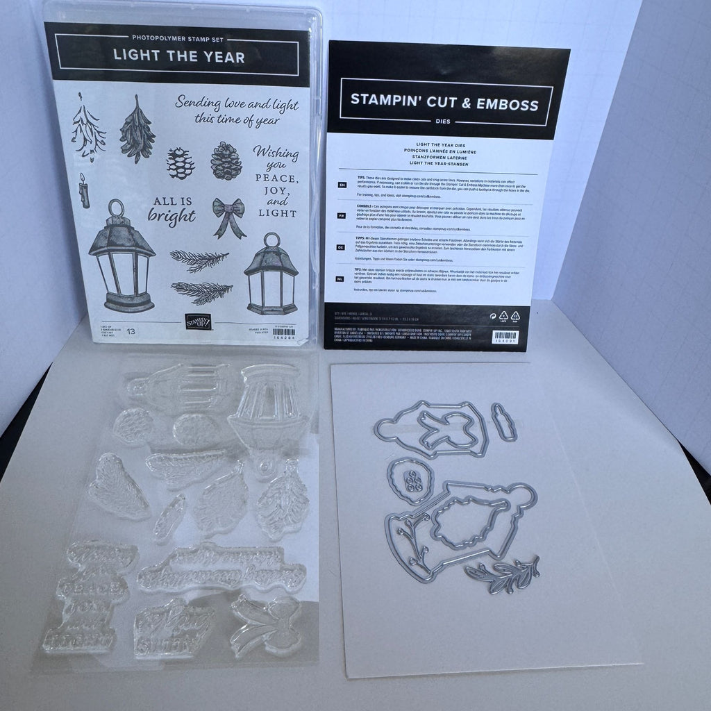 Stampin Up Light the Year Stamp Set and Dies Bundle Christmas Lantern Pinecones Holiday Card Making