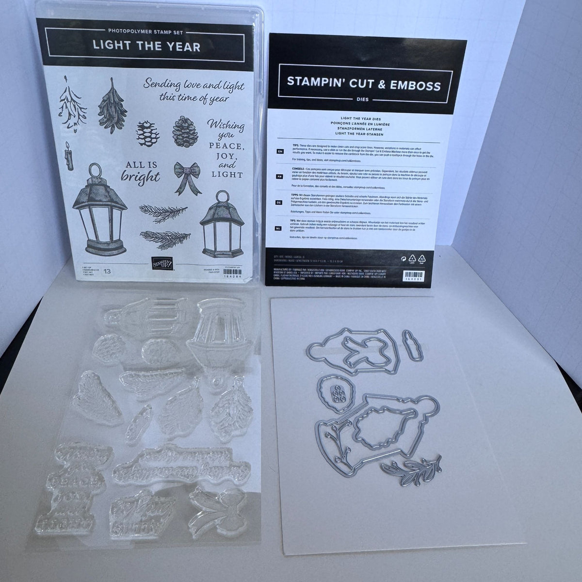 Stampin Up Light the Year Stamp Set and Dies Bundle Christmas Lantern Pinecones Holiday Card Making