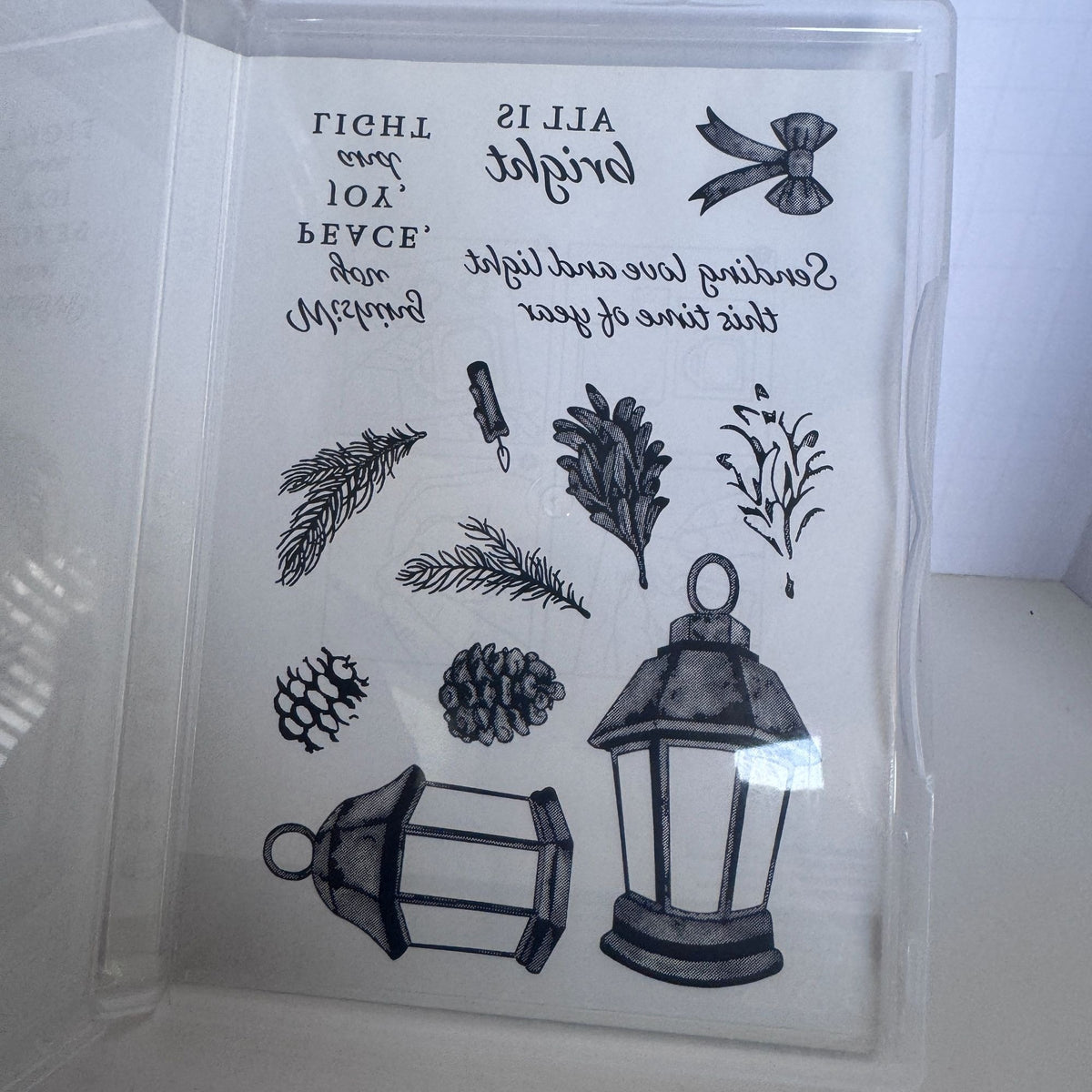 Stampin Up Light the Year Stamp Set and Dies Bundle Christmas Lantern Pinecones Holiday Card Making