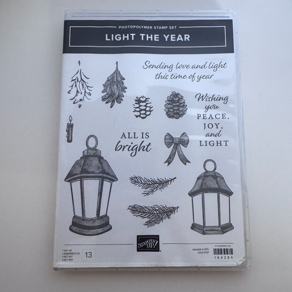 Stampin Up Light the Year Stamp Set and Dies Bundle Christmas Lantern Pinecones Holiday Card Making