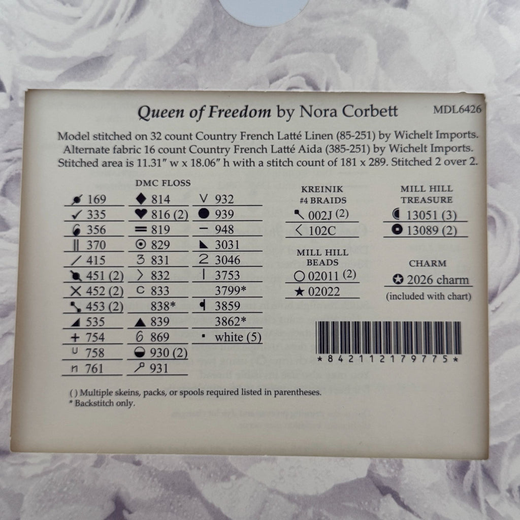Mirabilia Cross Stitch Pattern Queen of Freedom Nora Corbett Chart Only Patriotic MDL6426 Flag