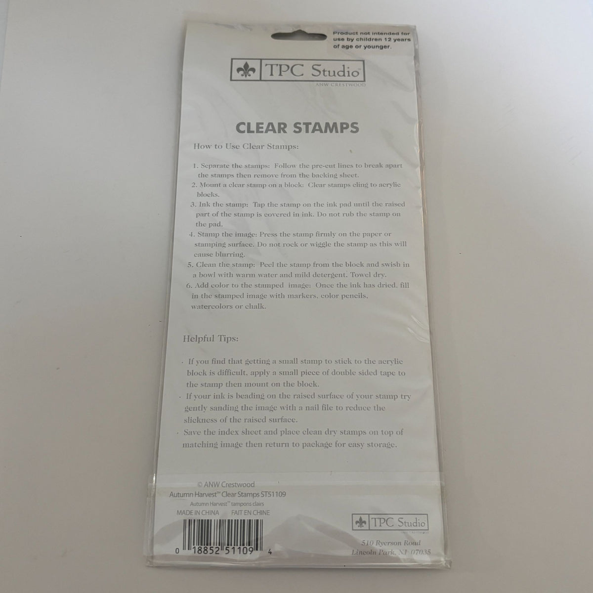 TPC Studio Clear Stamps Set Autumn Harvest Thanksgiving Fall Leaves Acorns Words Sentiments October