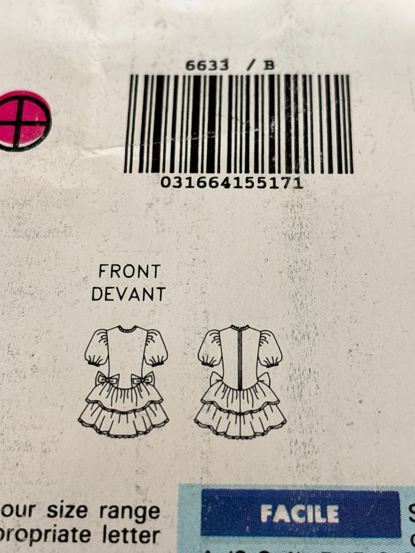 Butterick Sewing Pattern 6633 Girls Dress Ruffle Spring Easter 90s Easy 5 6 6X