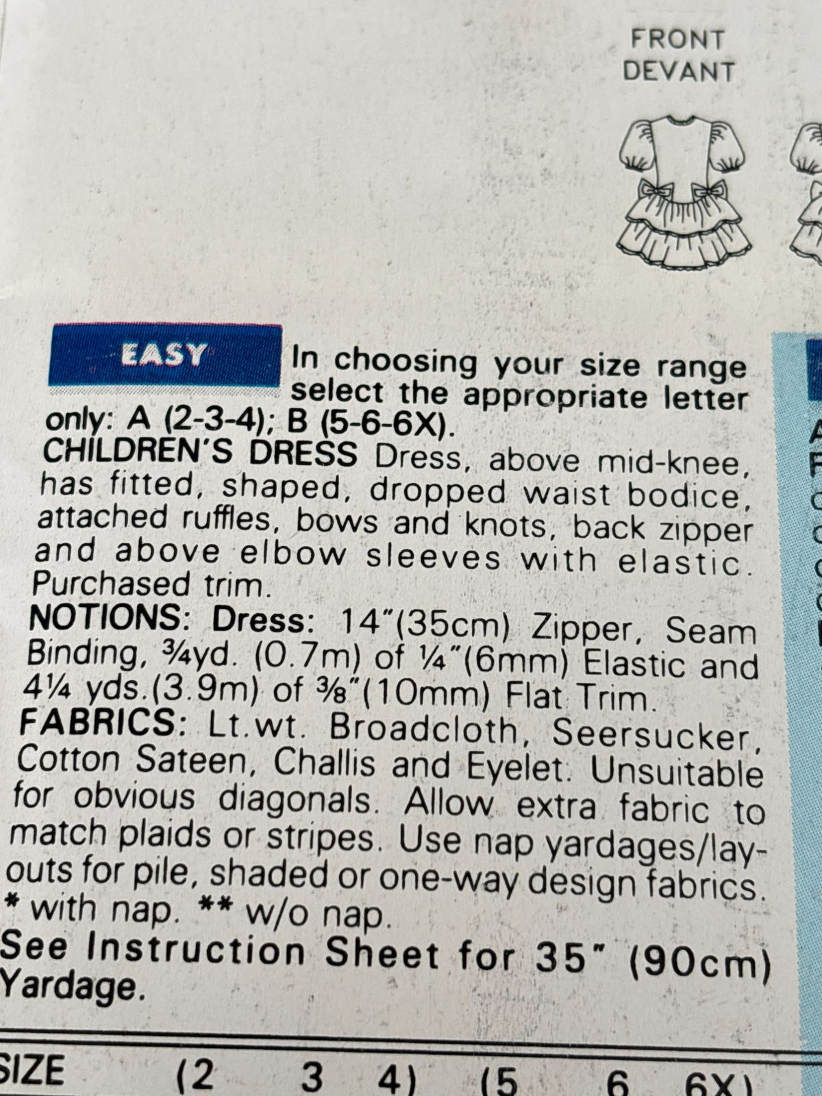 Butterick Sewing Pattern 6633 Girls Dress Ruffle Spring Easter 90s Easy 5 6 6X