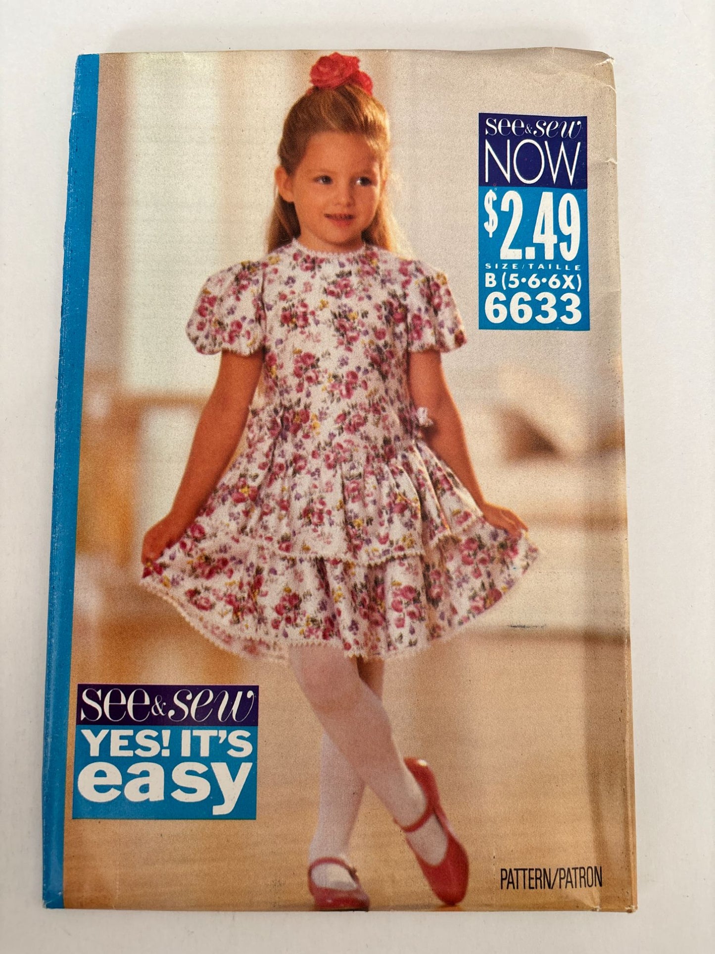 Butterick Sewing Pattern 6633 Girls Dress Ruffle Spring Easter 90s Easy 5 6 6X
