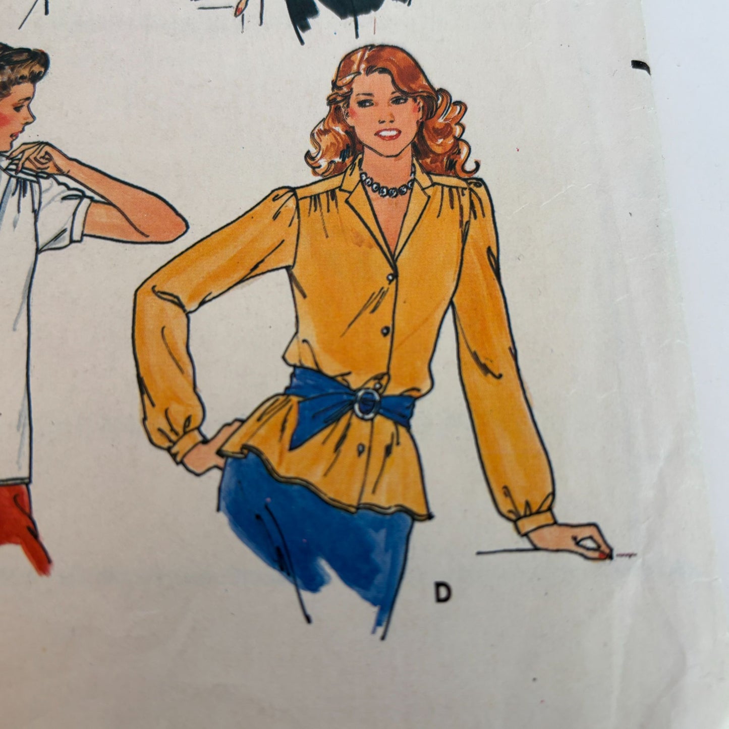 Butterick Sewing Pattern 6696 Casual Shirt Blouses Vintage 1980s CUT to Size 14