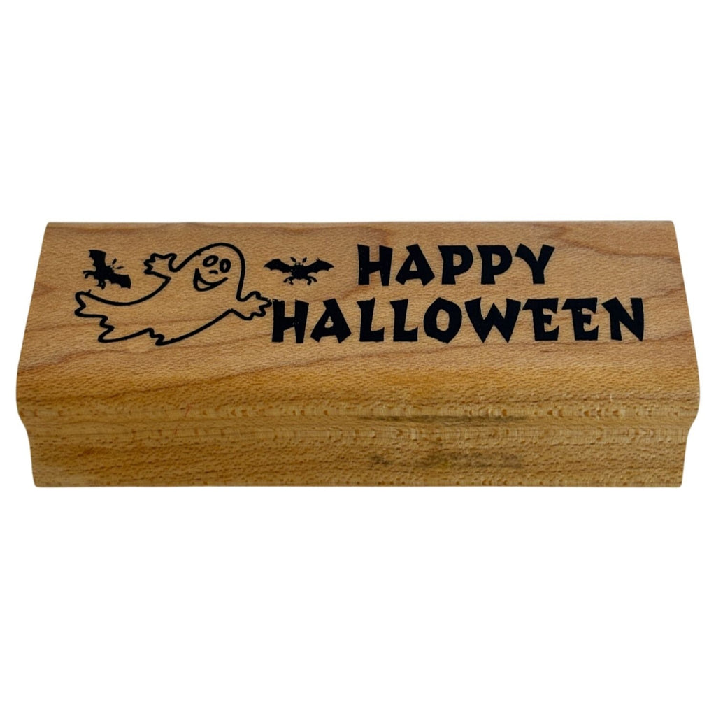 Art Gone Wild Rubber Stamp Happy Halloween Sentiment Cardmaking Words Ghost Bats Party Invitation