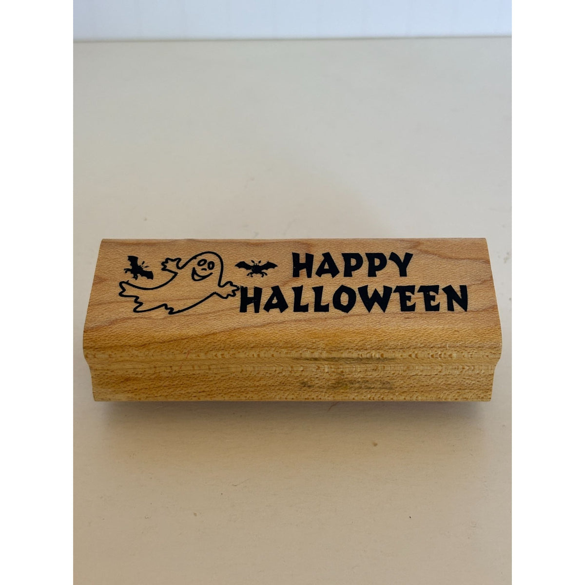 Art Gone Wild Rubber Stamp Happy Halloween Sentiment Cardmaking Words Ghost Bats Party Invitation