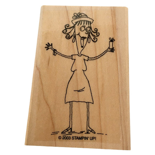 Stampin Up Rubber Stamp Birthday Card Making Woman in Hat Smiling Friend Gift