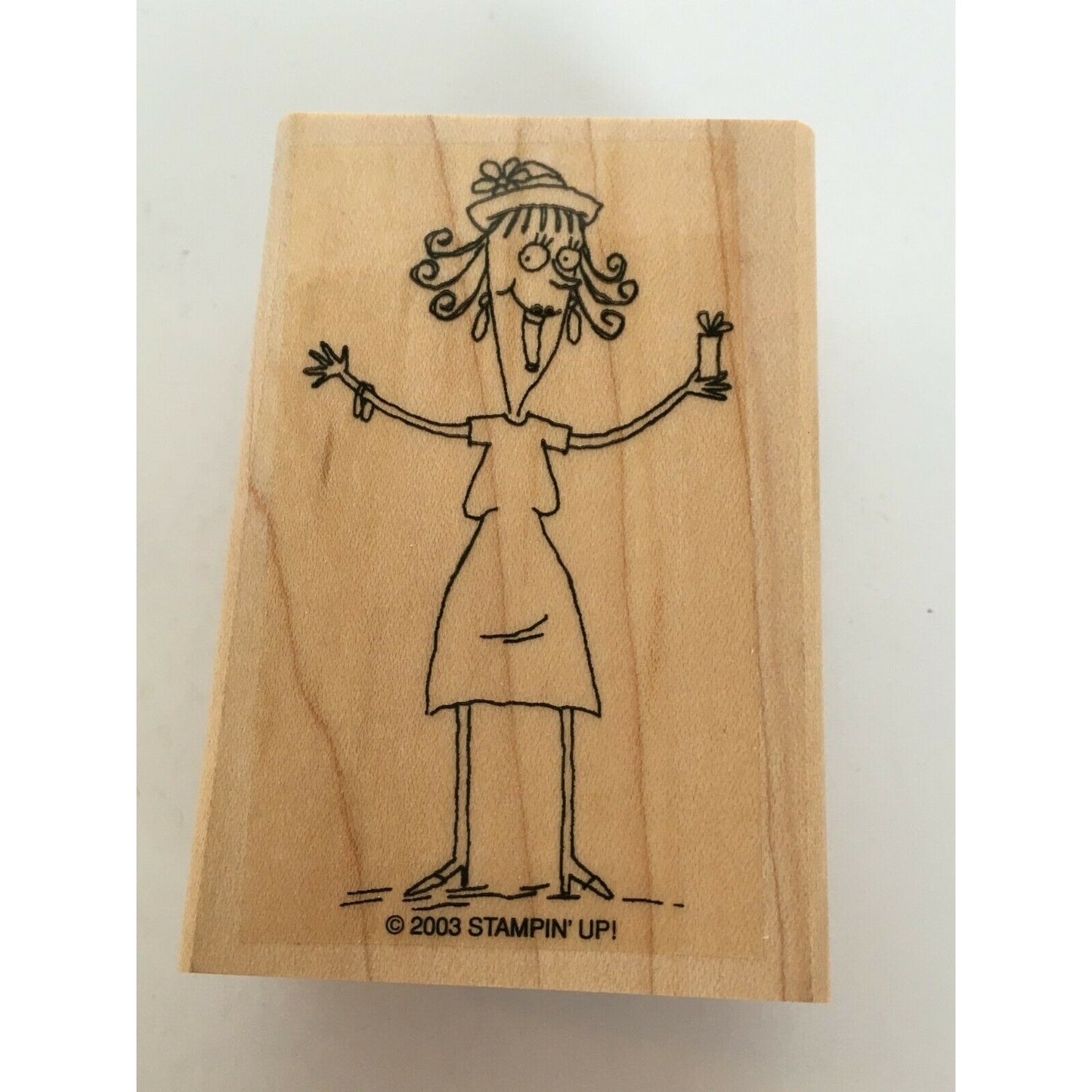 Stampin Up Rubber Stamp Birthday Card Making Woman in Hat Smiling Friend Gift