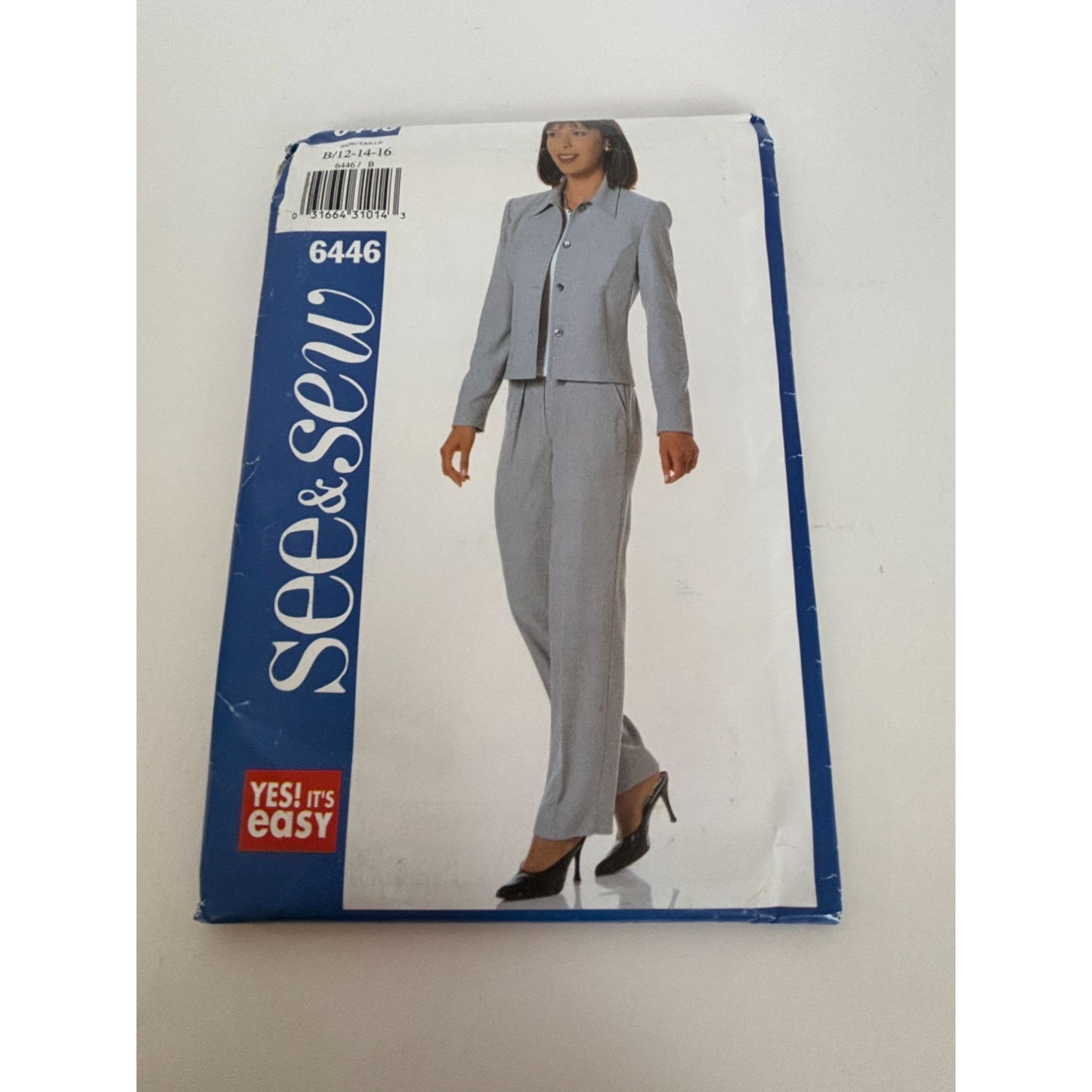 Butterick See and Sew Sewing Pattern 6446 Misses Suit Jacket Pants 12 14 16 UC