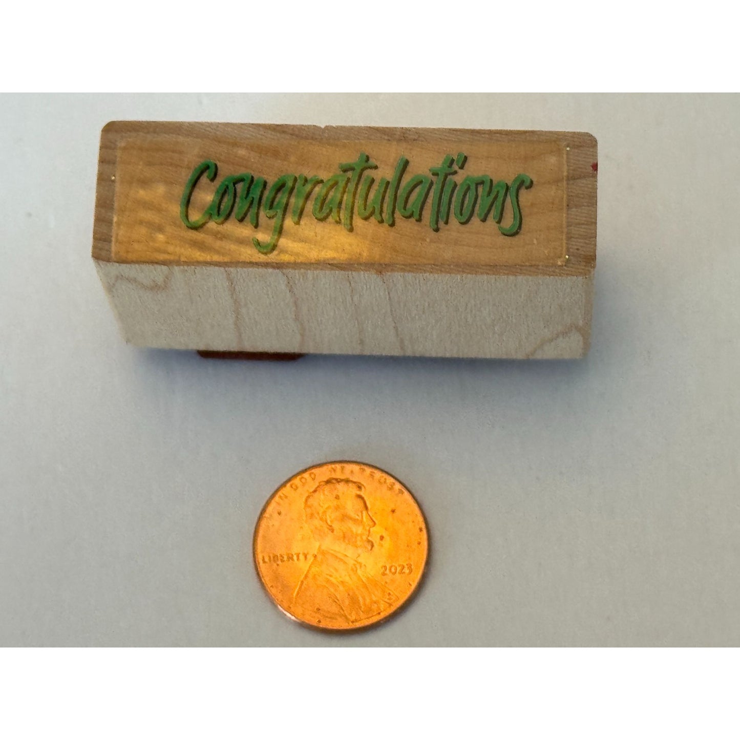 Congratulations Rubber Stamp Crafting Cardmaking Words Sentiment Wood Mounted