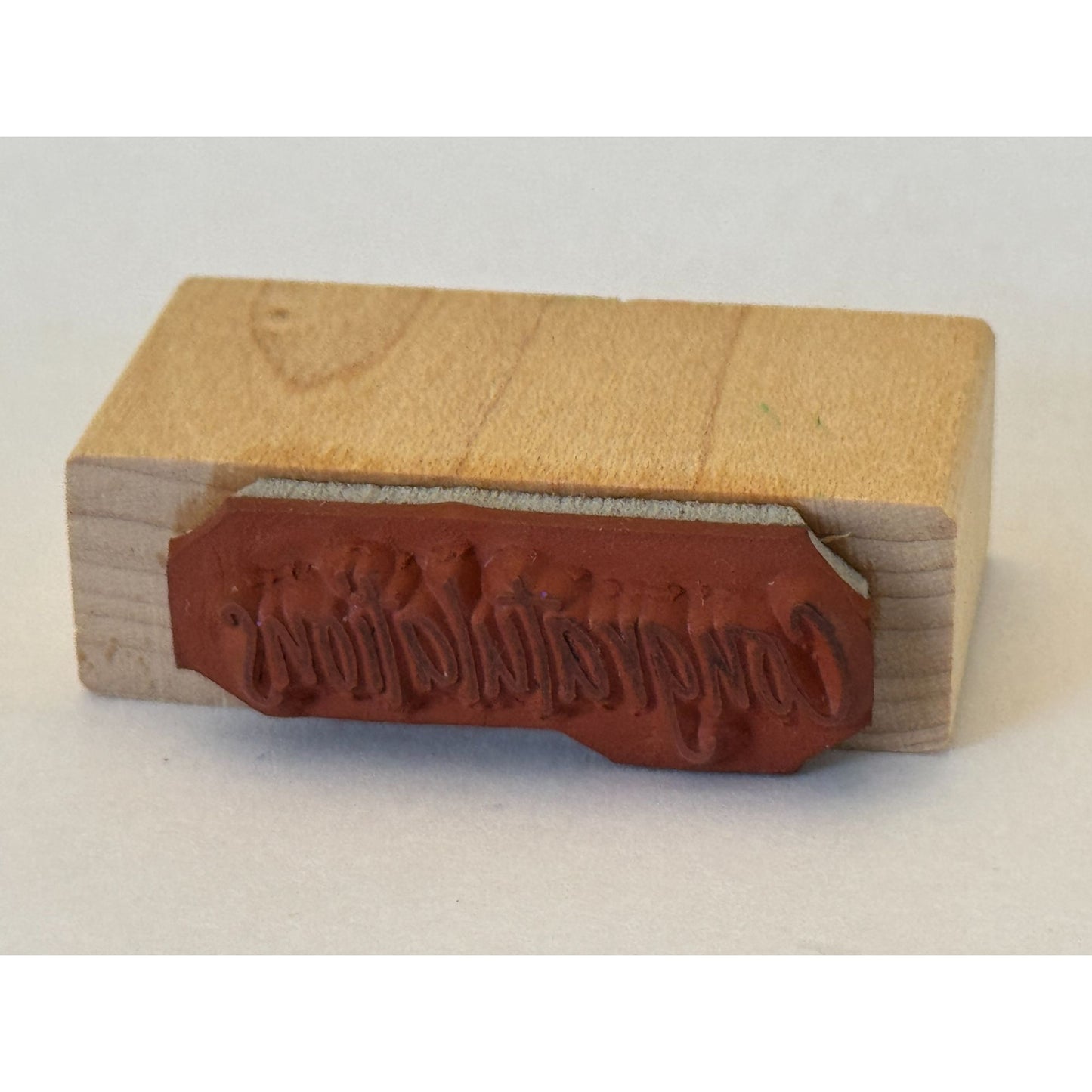 Congratulations Rubber Stamp Crafting Cardmaking Words Sentiment Wood Mounted