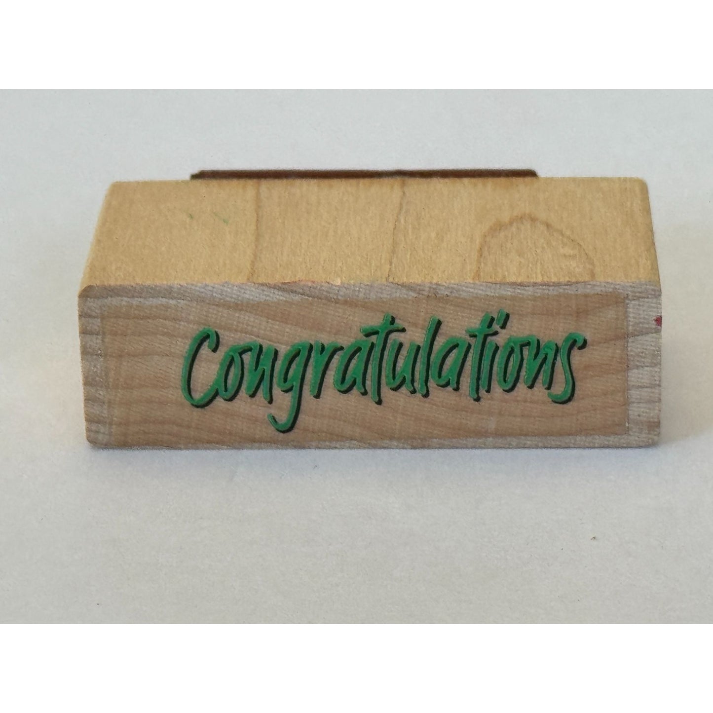 Congratulations Rubber Stamp Crafting Cardmaking Words Sentiment Wood Mounted