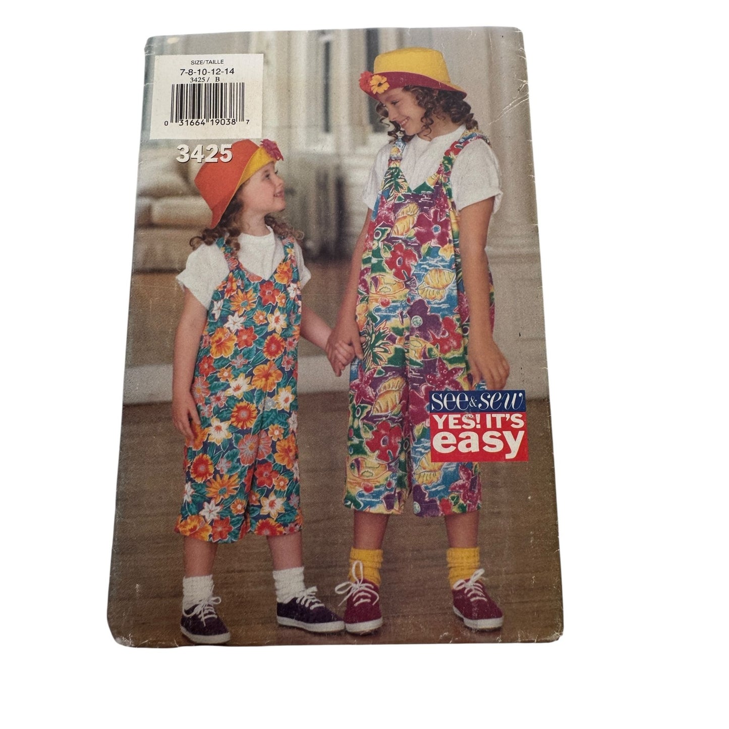 Butterick See and Sew Sewing Pattern 3425 Girls Jumpsuit Outfit 7-14 Easy Uncut