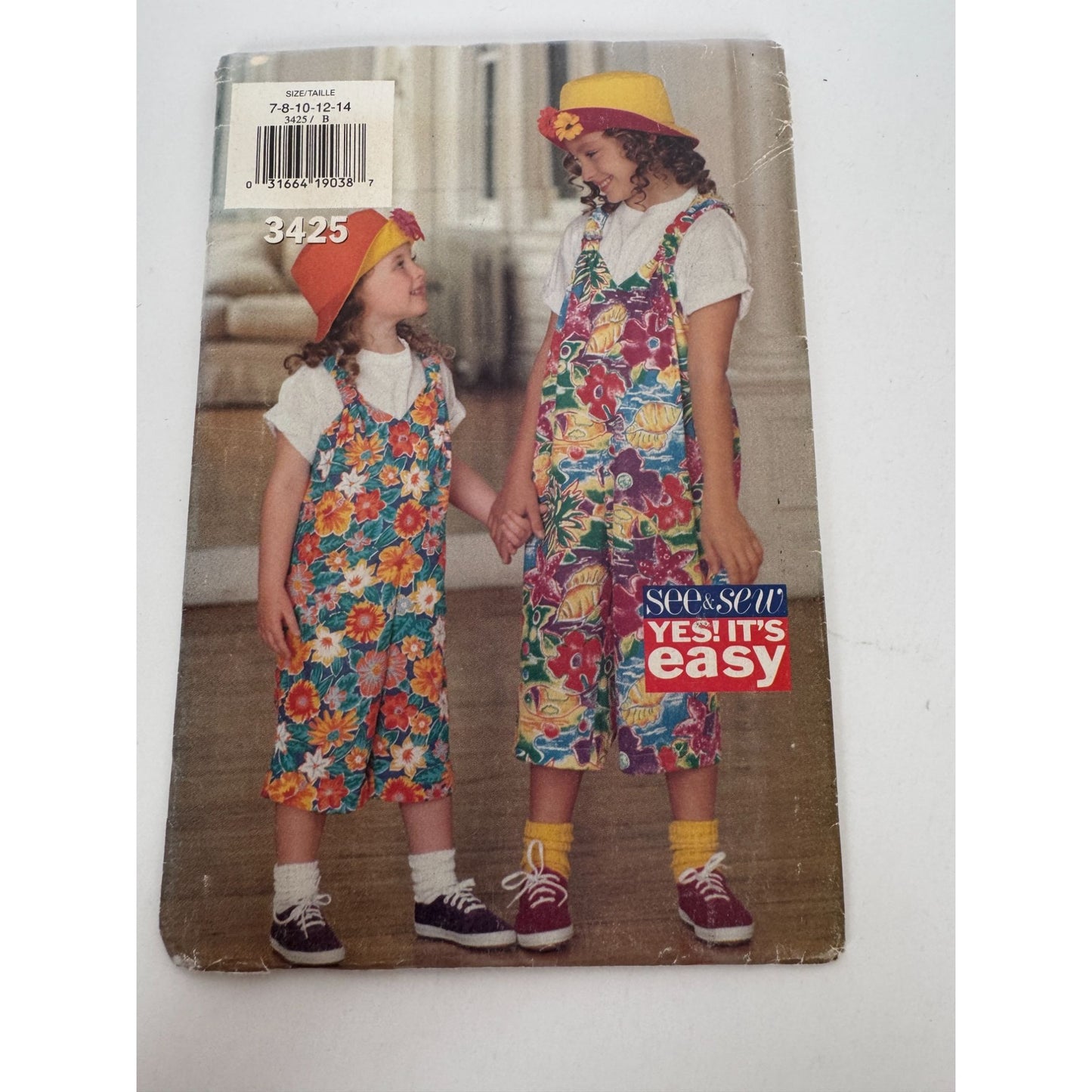 Butterick See and Sew Sewing Pattern 3425 Girls Jumpsuit Outfit 7-14 Easy Uncut
