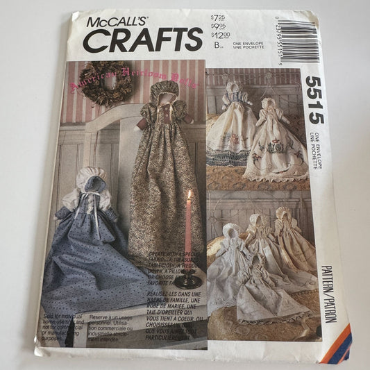 McCalls Sewing Pattern 5515 American Heirloom Dolls Gown Variations Craft Uncut