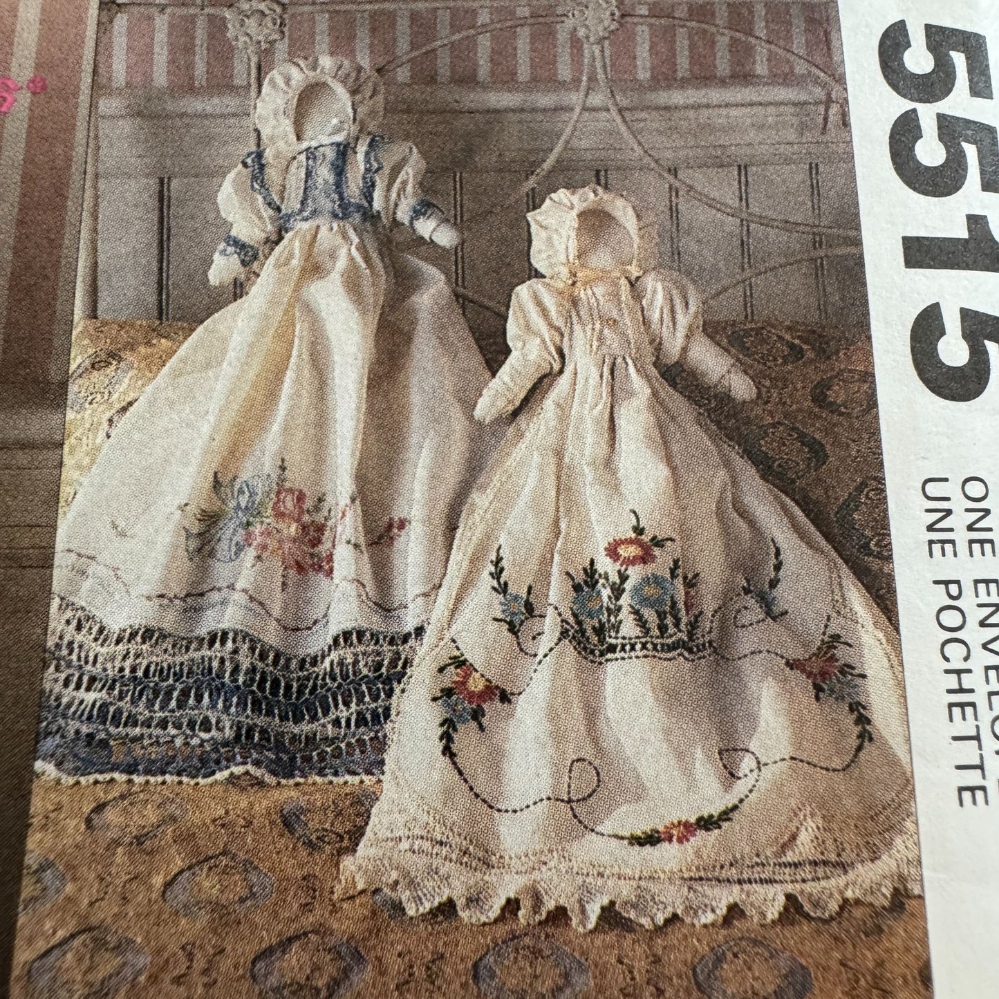 McCalls Sewing Pattern 5515 American Heirloom Dolls Gown Variations Craft Uncut