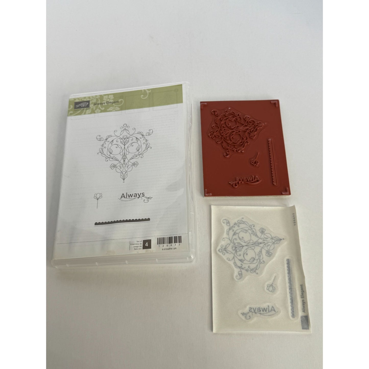 Stampin Up Clean Mount Rubber Stamp Set of 4 Always Elegant Filigree Card Making
