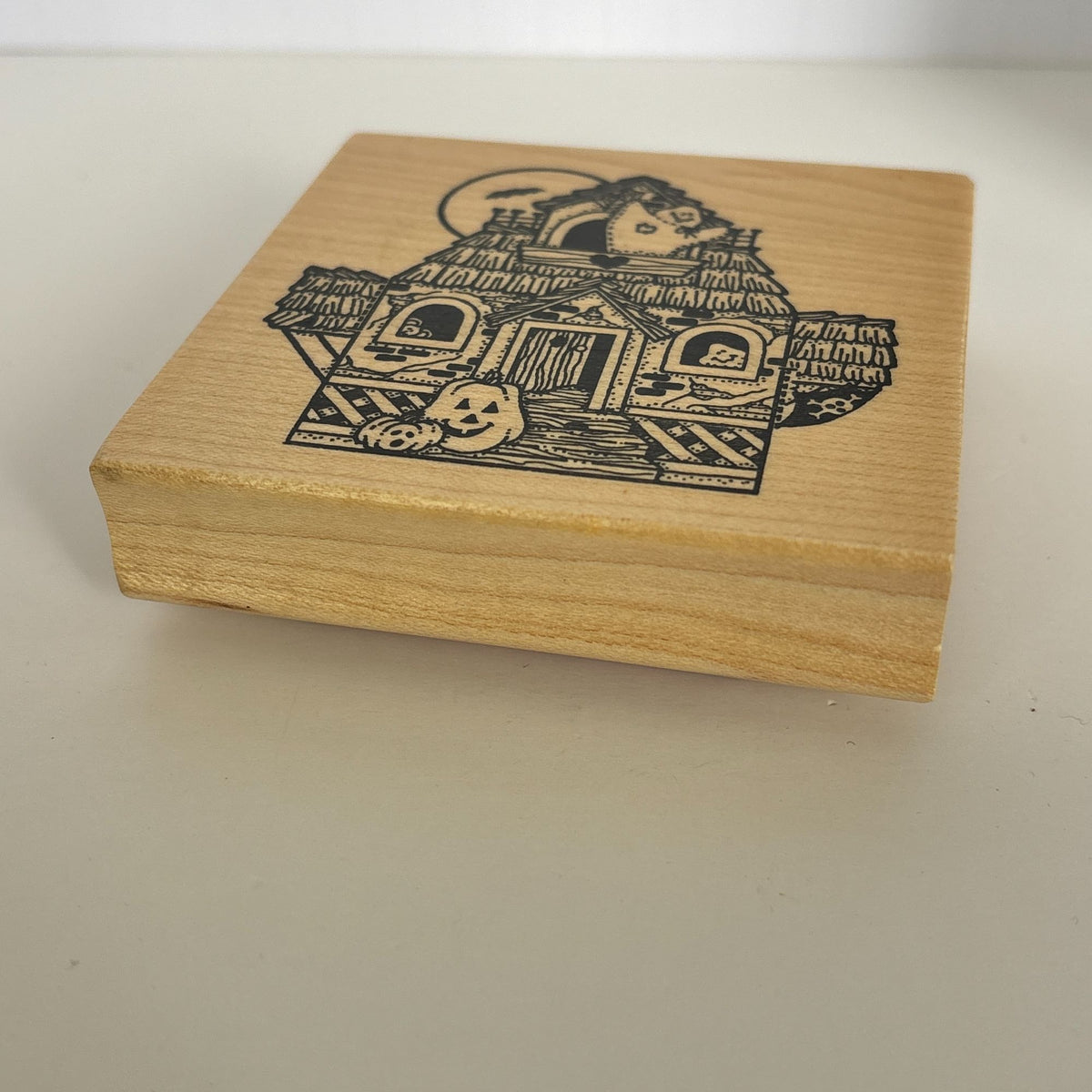 Darcies Rubber Stamp Halloween Haunted House Friendly Ghost Pumpkin Card Making Wood Mounted