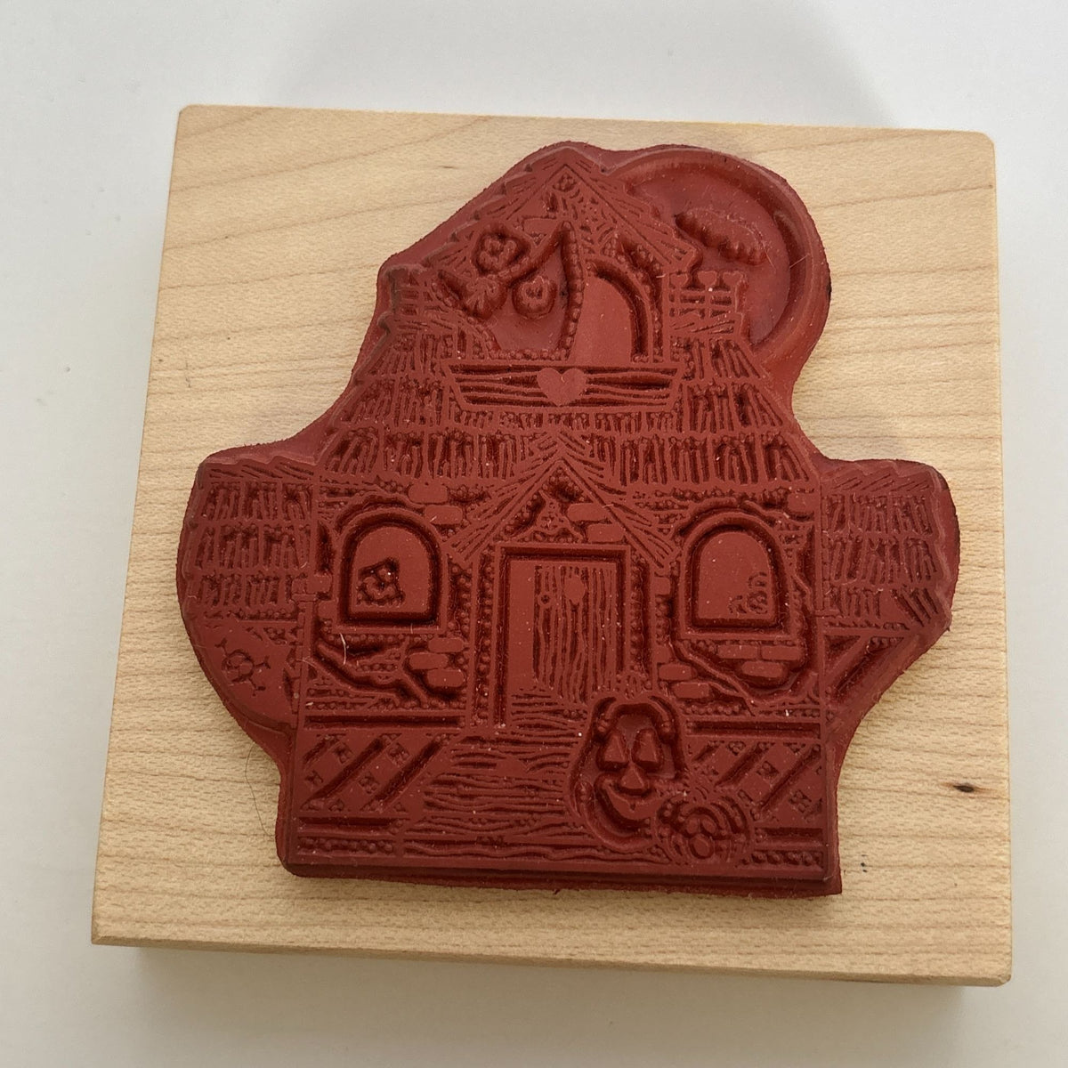 Darcies Rubber Stamp Halloween Haunted House Friendly Ghost Pumpkin Card Making Wood Mounted