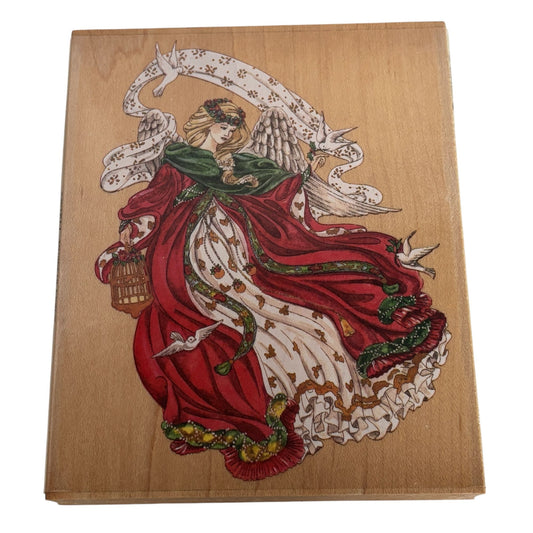 Stamps Happen Rubber Stamp Angel of Peace Holiday Christmas Card Making Large