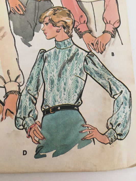 Butterick Sewing Pattern 3998 Victorian Prairie Blouse Shirt Vintage 1970s UC 8