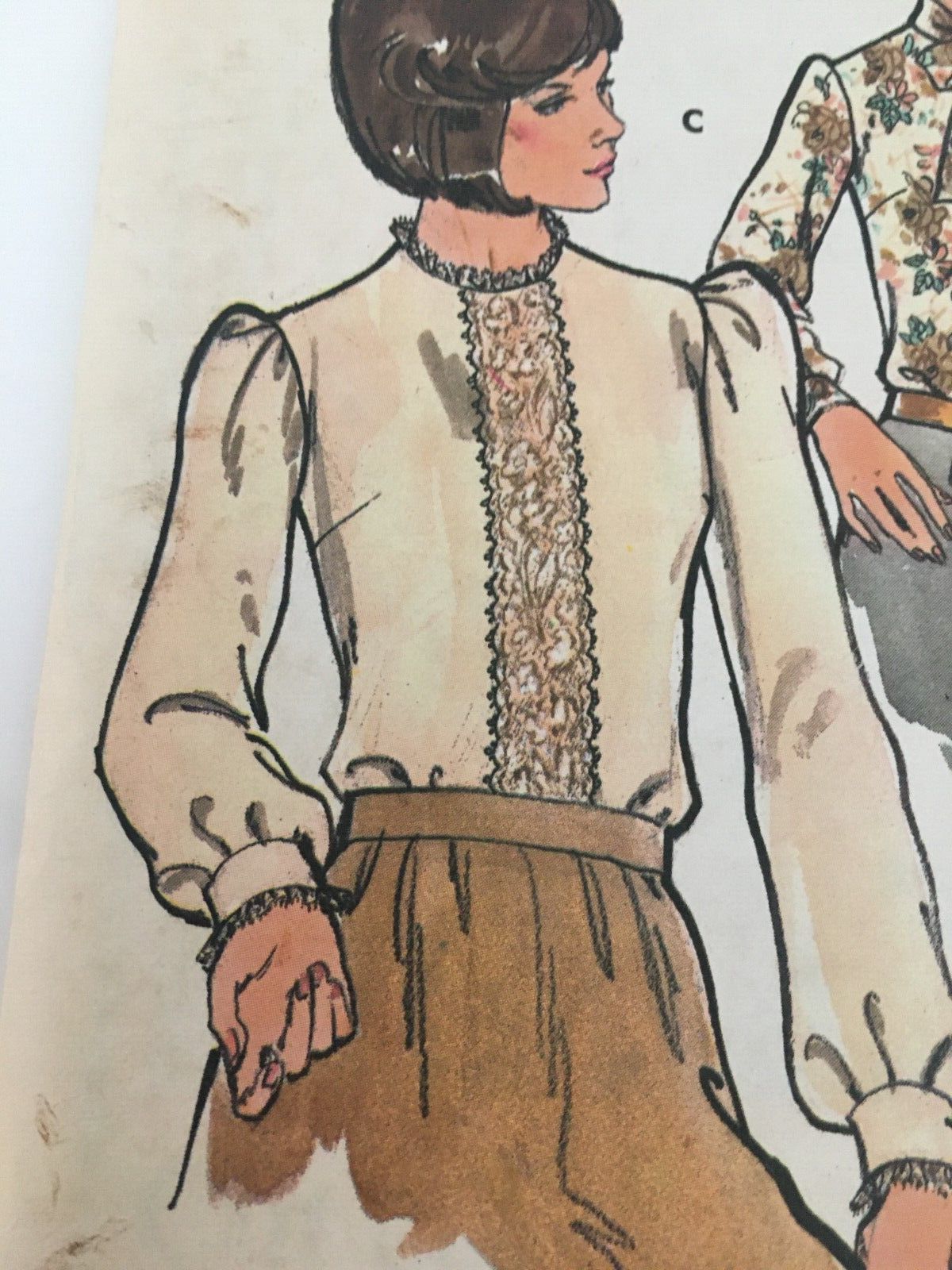 Butterick Sewing Pattern 3998 Victorian Prairie Blouse Shirt Vintage 1970s UC 8