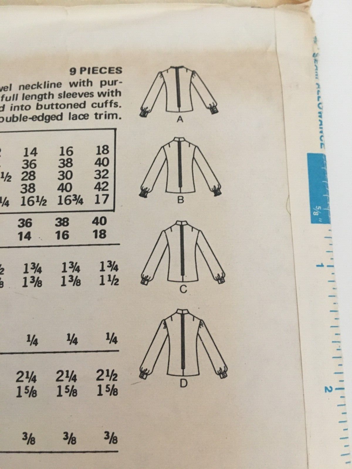 Butterick Sewing Pattern 3998 Victorian Prairie Blouse Shirt Vintage 1970s UC 8