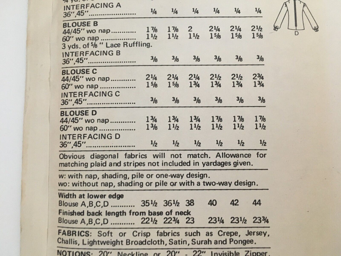 Butterick Sewing Pattern 3998 Victorian Prairie Blouse Shirt Vintage 1970s UC 8