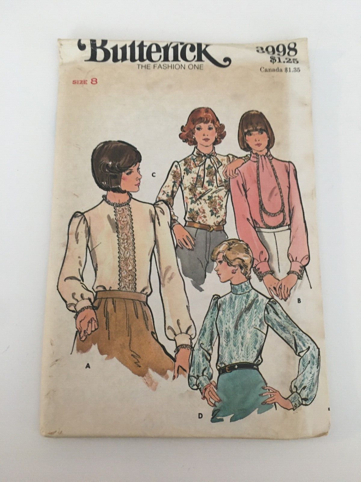 Butterick Sewing Pattern 3998 Victorian Prairie Blouse Shirt Vintage 1970s UC 8