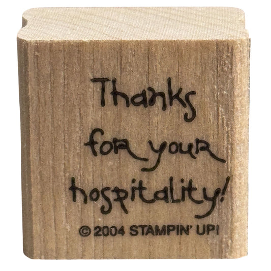 Stampin Up Rubber Stamp Thanks For Your Hospitality Words Sentiment Card Making Wood Mounted
