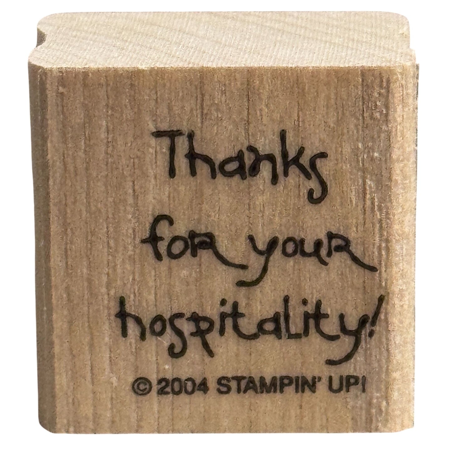 Stampin Up Rubber Stamp Thanks For Your Hospitality Words Sentiment Card Making Wood Mounted