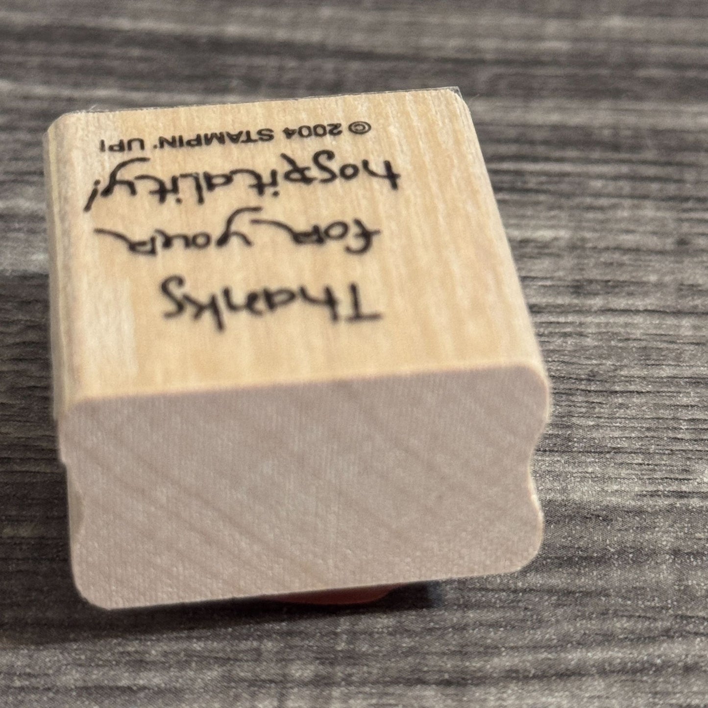Stampin Up Rubber Stamp Thanks For Your Hospitality Words Sentiment Card Making Wood Mounted