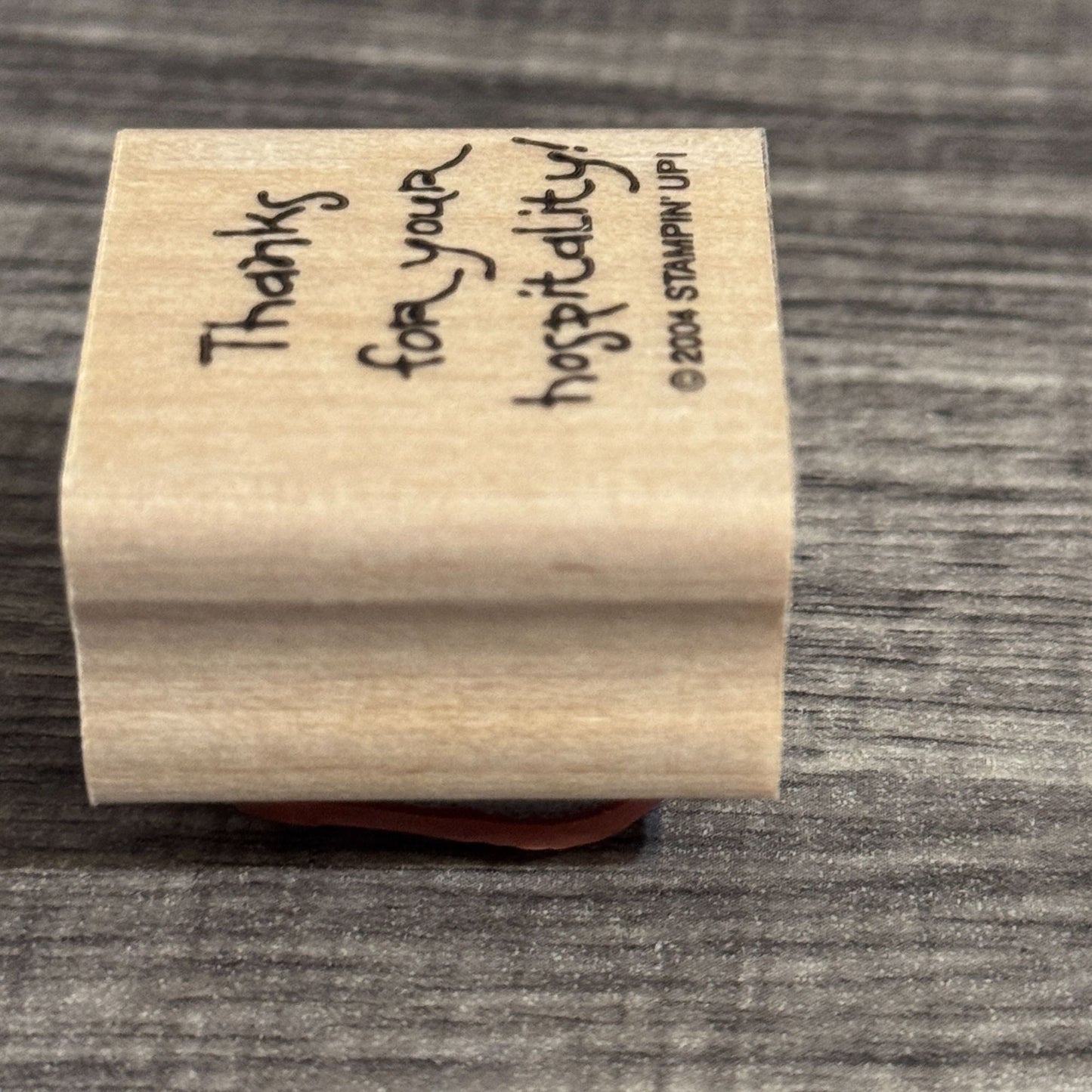 Stampin Up Rubber Stamp Thanks For Your Hospitality Words Sentiment Card Making Wood Mounted