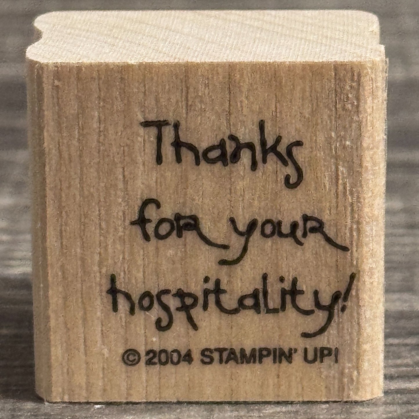 Stampin Up Rubber Stamp Thanks For Your Hospitality Words Sentiment Card Making Wood Mounted
