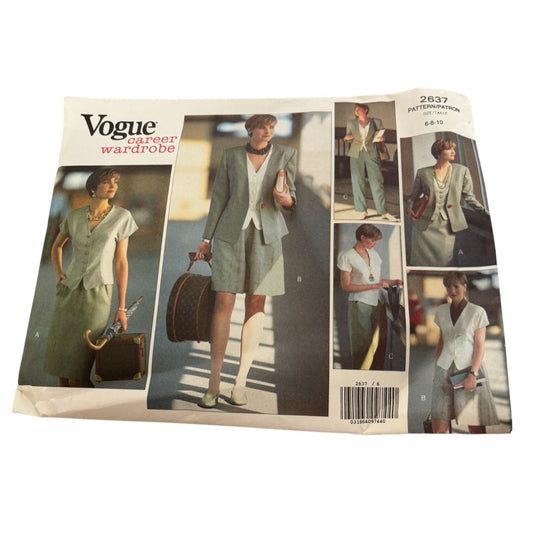 Vogue Sewing Pattern 2637 Career Wardrobe 6-10 Jacket Skirt Shorts Pants Easy UC