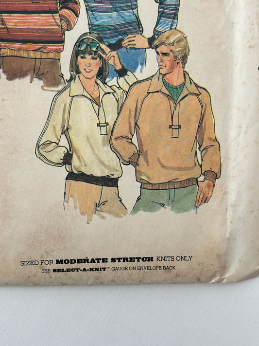 Butterick Sewing Pattern 6310 Misses Raglan Sweatshirt Top Shirt 1980s 16 Uncut