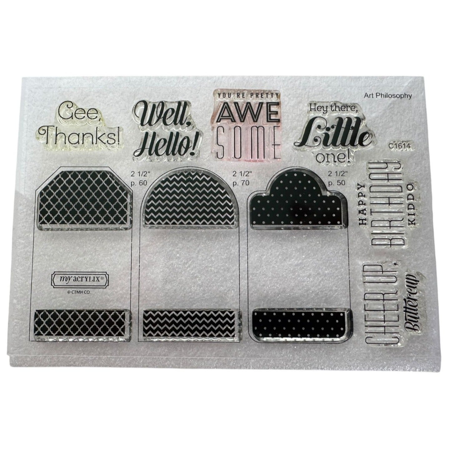 CTMH My Acrylix Acrylic Stamp Set Tagged with Love Cheer Up Buttercup Birthday