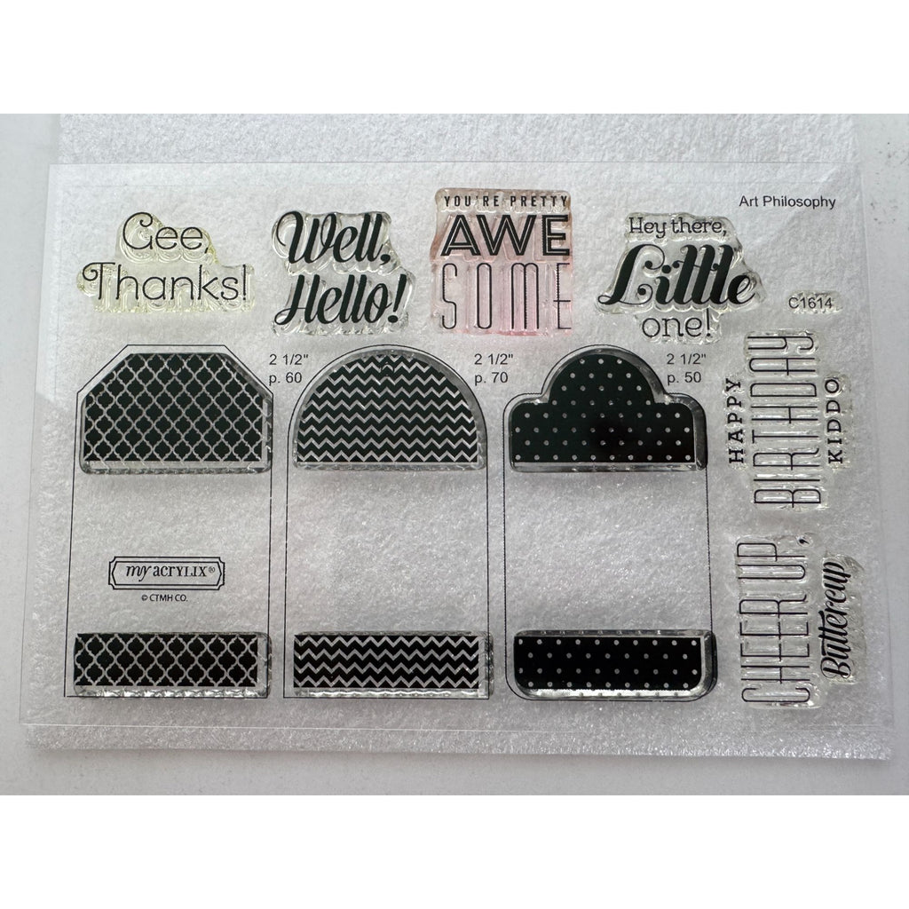 CTMH My Acrylix Acrylic Stamp Set Tagged with Love Cheer Up Buttercup Birthday