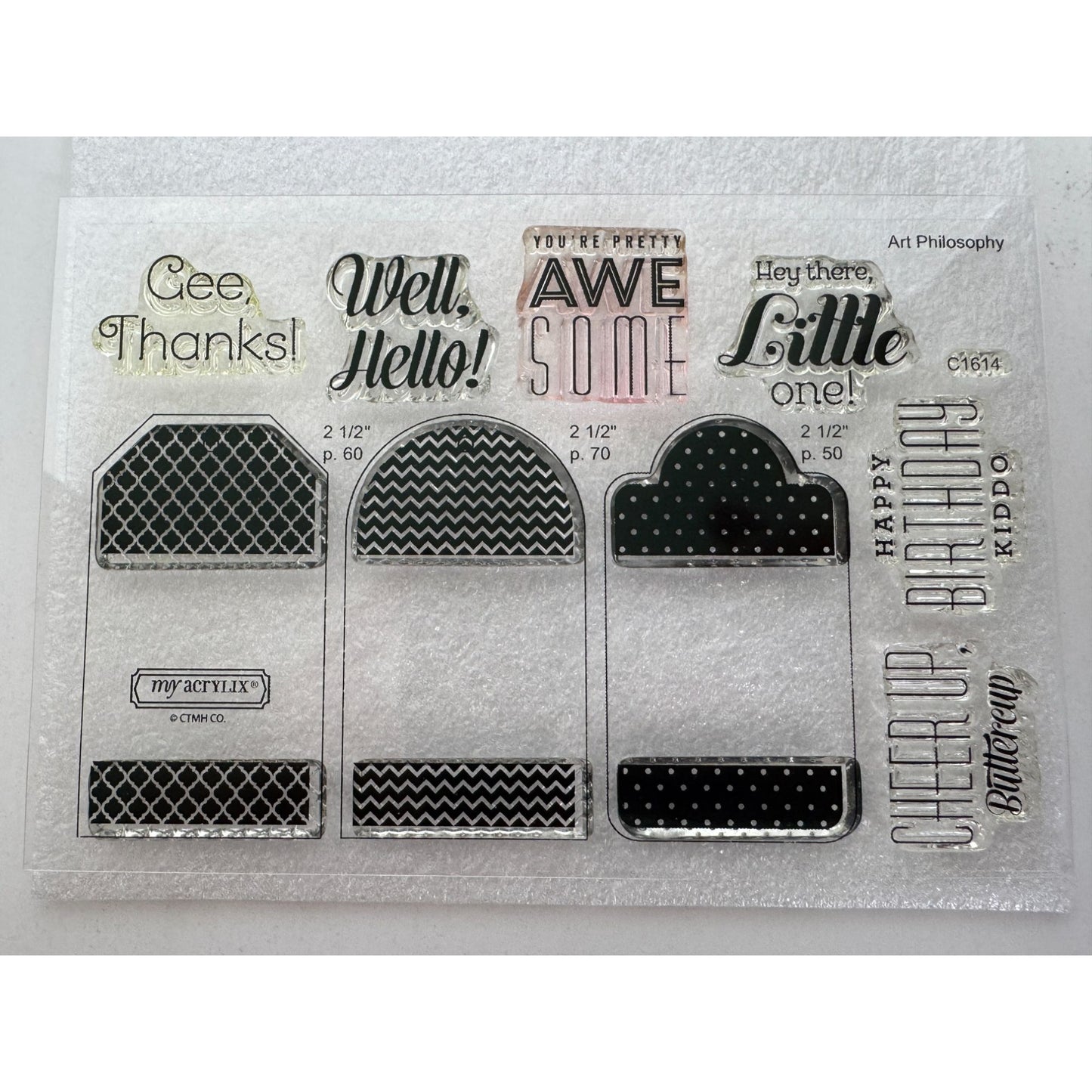 CTMH My Acrylix Acrylic Stamp Set Tagged with Love Cheer Up Buttercup Birthday