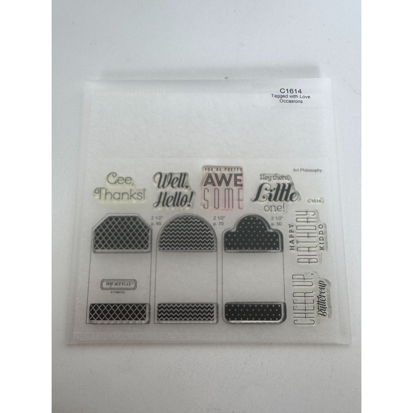CTMH My Acrylix Acrylic Stamp Set Tagged with Love Cheer Up Buttercup Birthday