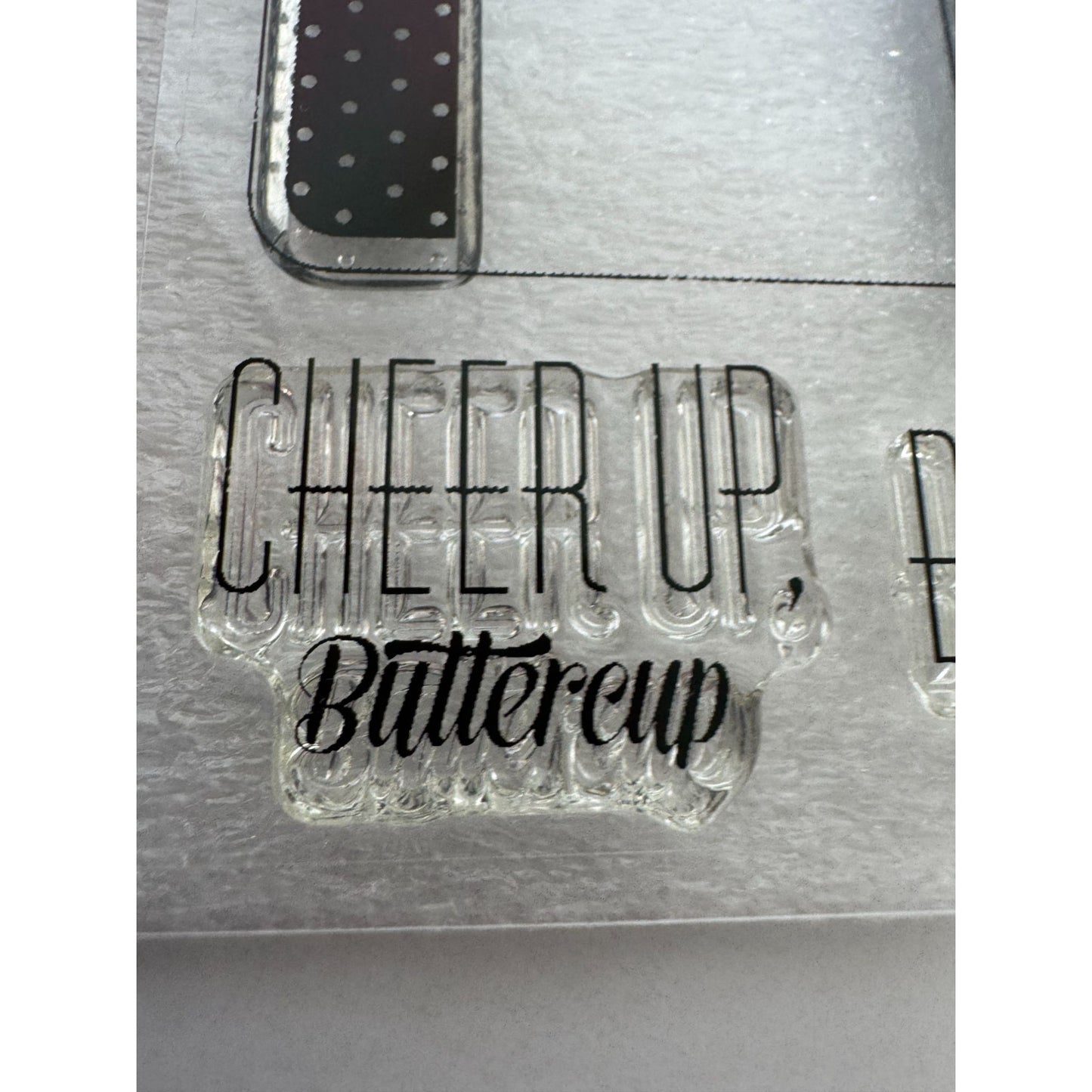 CTMH My Acrylix Acrylic Stamp Set Tagged with Love Cheer Up Buttercup Birthday